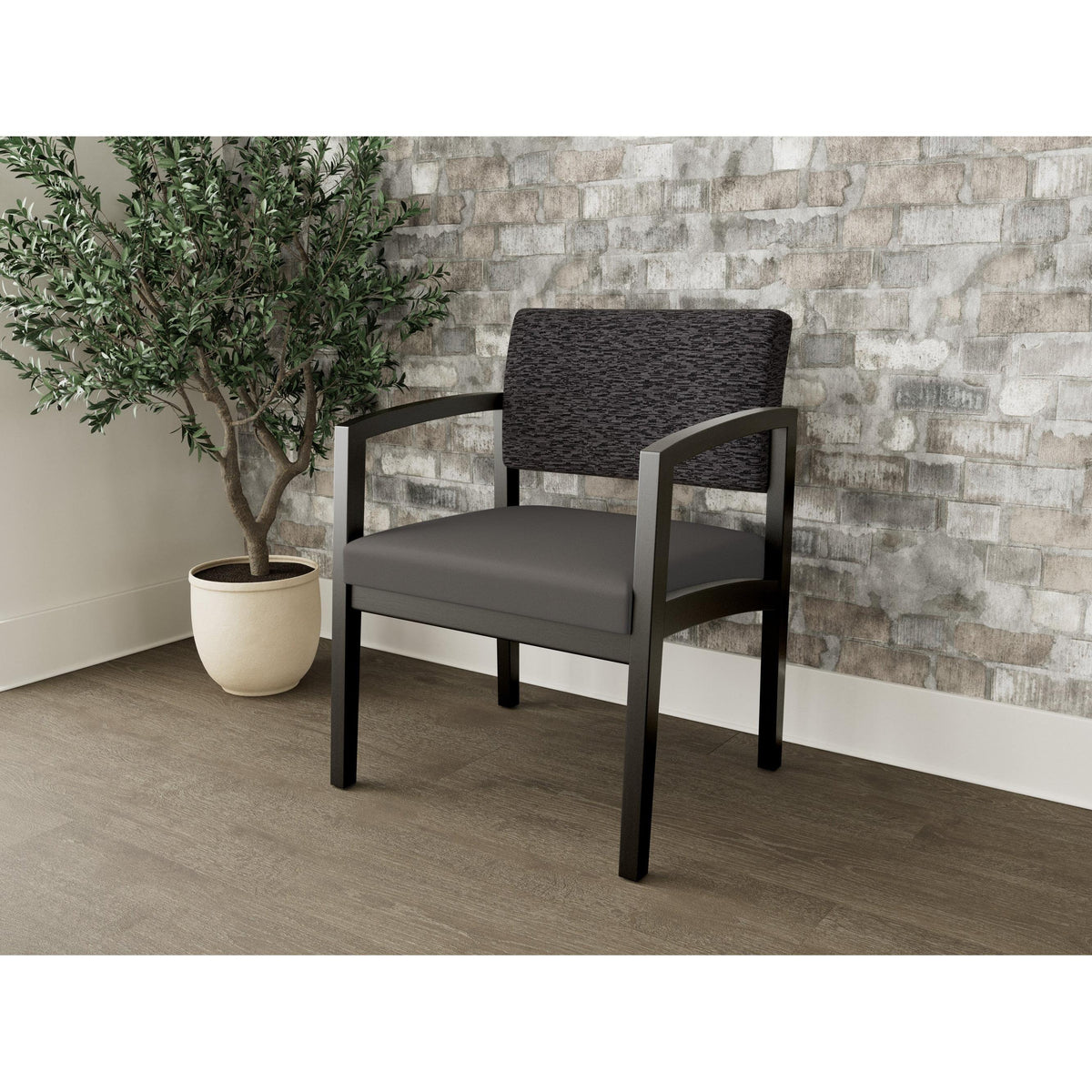 Lenox Wood Waiting Reception Wide Guest Chair Wood Frame