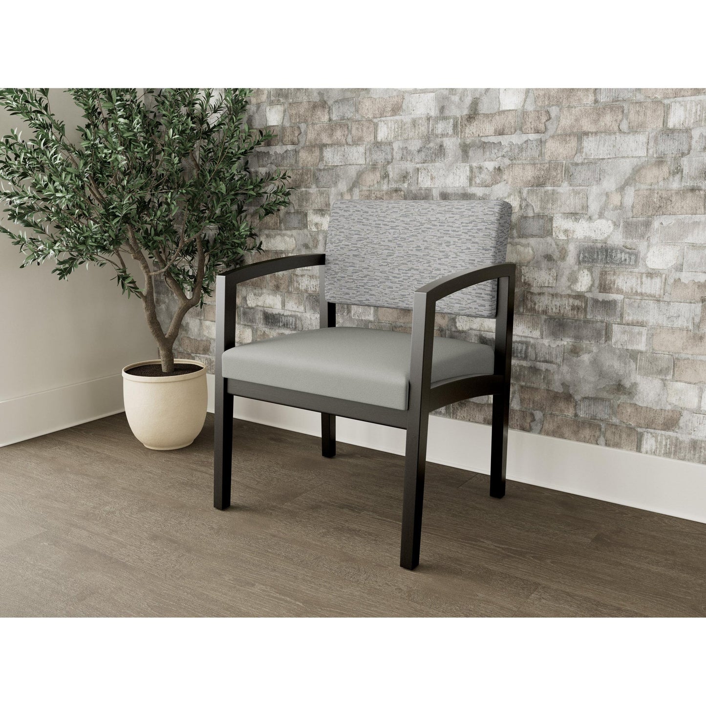 Lenox Wood Waiting Reception Wide Guest Chair Wood Frame