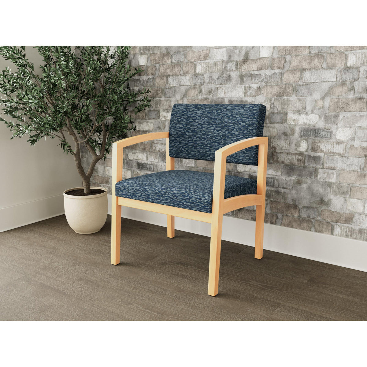 Lenox Wood Waiting Reception Wide Guest Chair Wood Frame