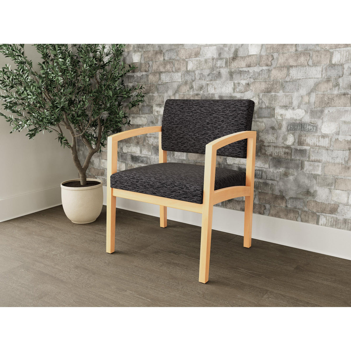 Lenox Wood Waiting Reception Wide Guest Chair Wood Frame