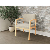 Lenox Wood Waiting Reception Wide Guest Chair Wood Frame