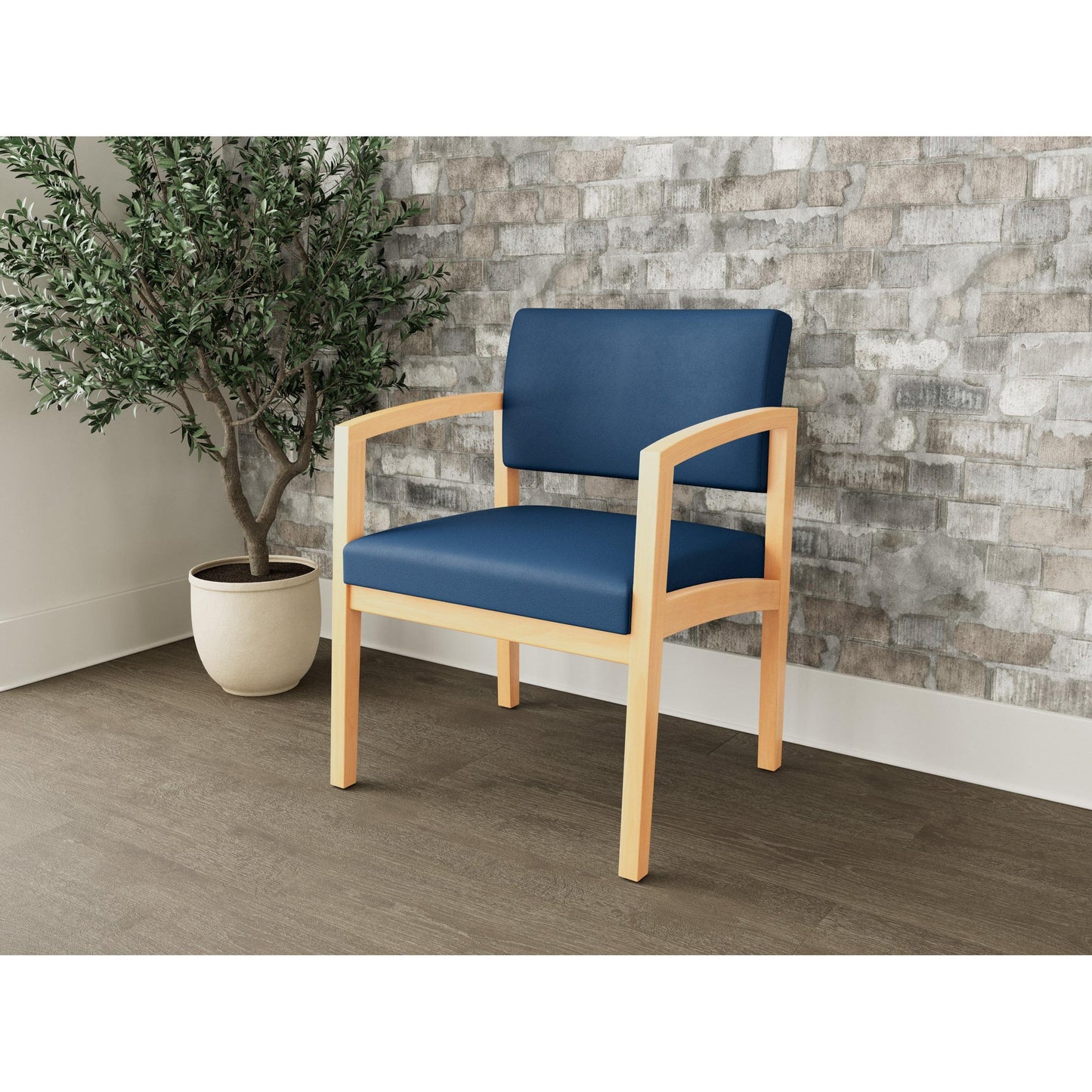 Lenox Wood Waiting Reception Wide Guest Chair Wood Frame