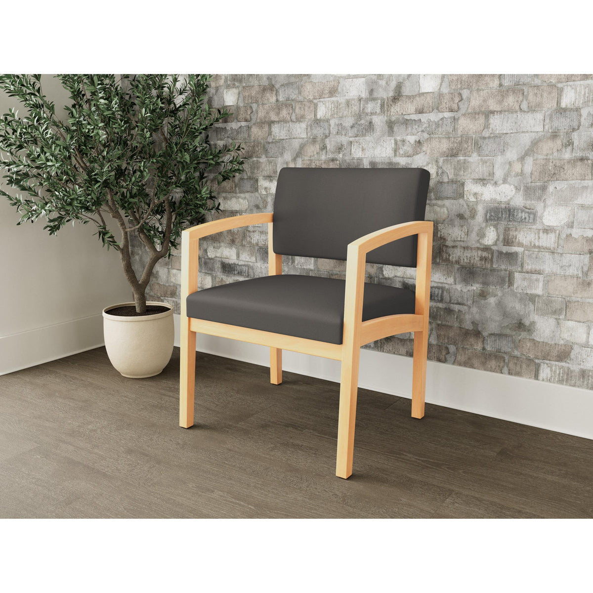 Lenox Wood Waiting Reception Wide Guest Chair Wood Frame