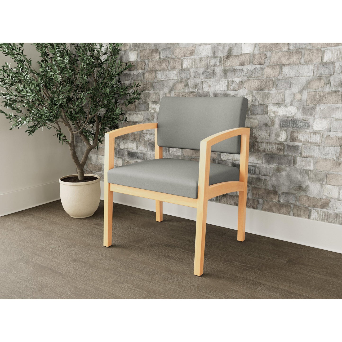 Lenox Wood Waiting Reception Wide Guest Chair Wood Frame