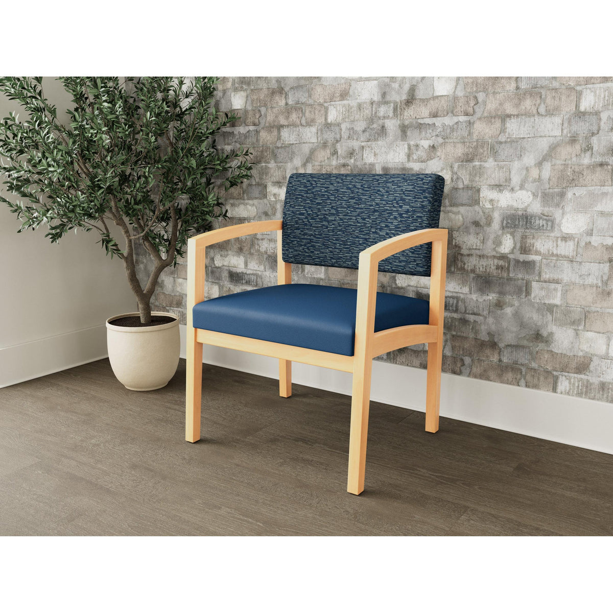 Lenox Wood Waiting Reception Wide Guest Chair Wood Frame