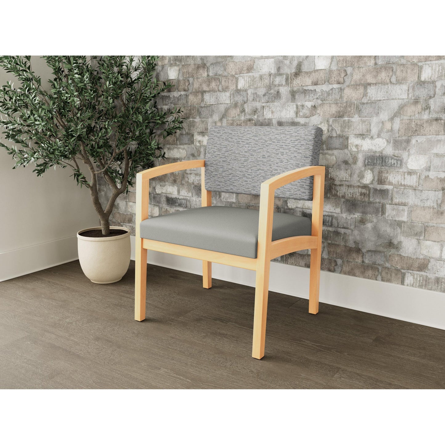 Lenox Wood Waiting Reception Wide Guest Chair Wood Frame