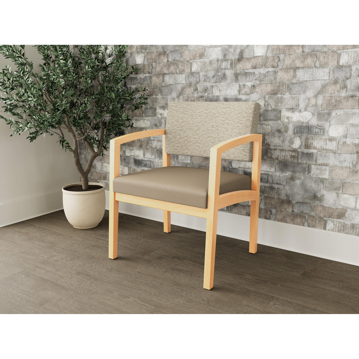 Lenox Wood Waiting Reception Wide Guest Chair Wood Frame