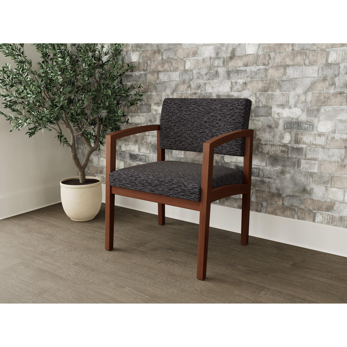 Lenox Wood Waiting Reception Wide Guest Chair Wood Frame