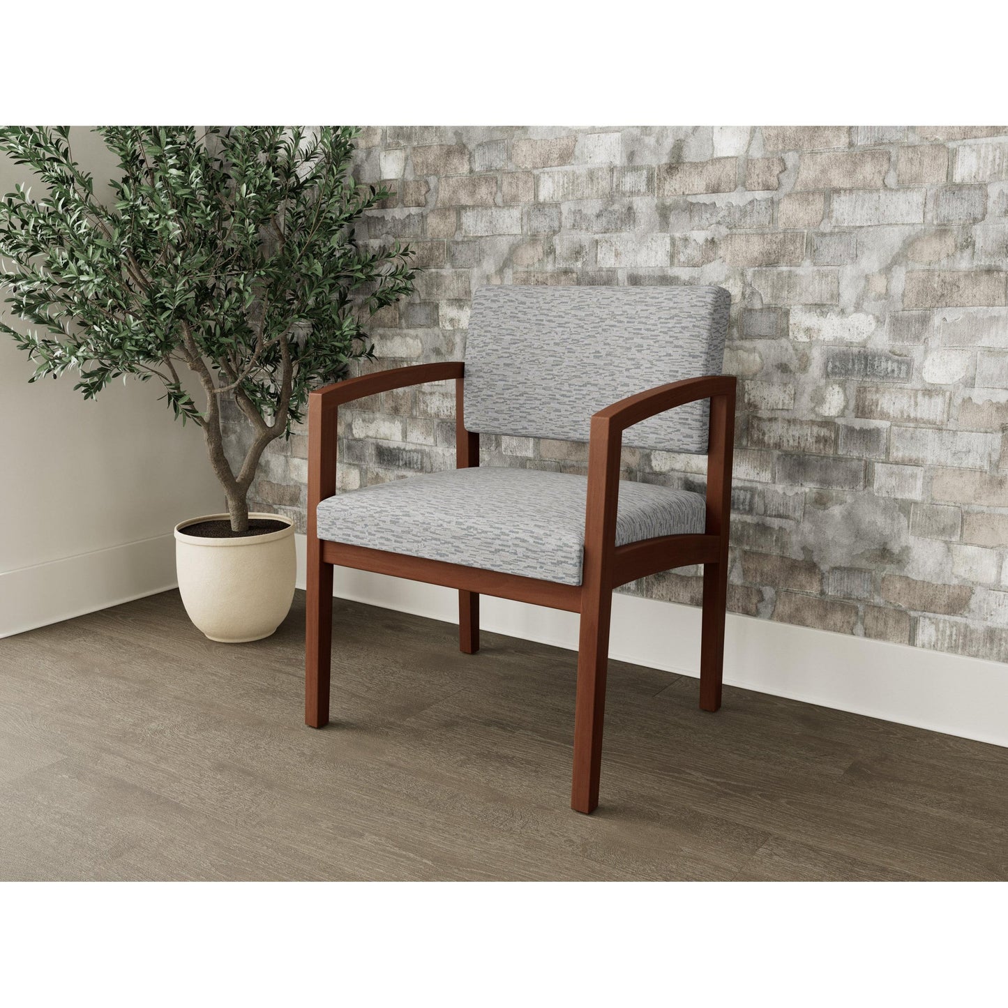 Lenox Wood Waiting Reception Wide Guest Chair Wood Frame