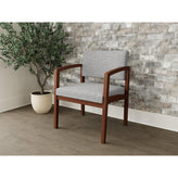 Lenox Wood Waiting Reception Wide Guest Chair Wood Frame