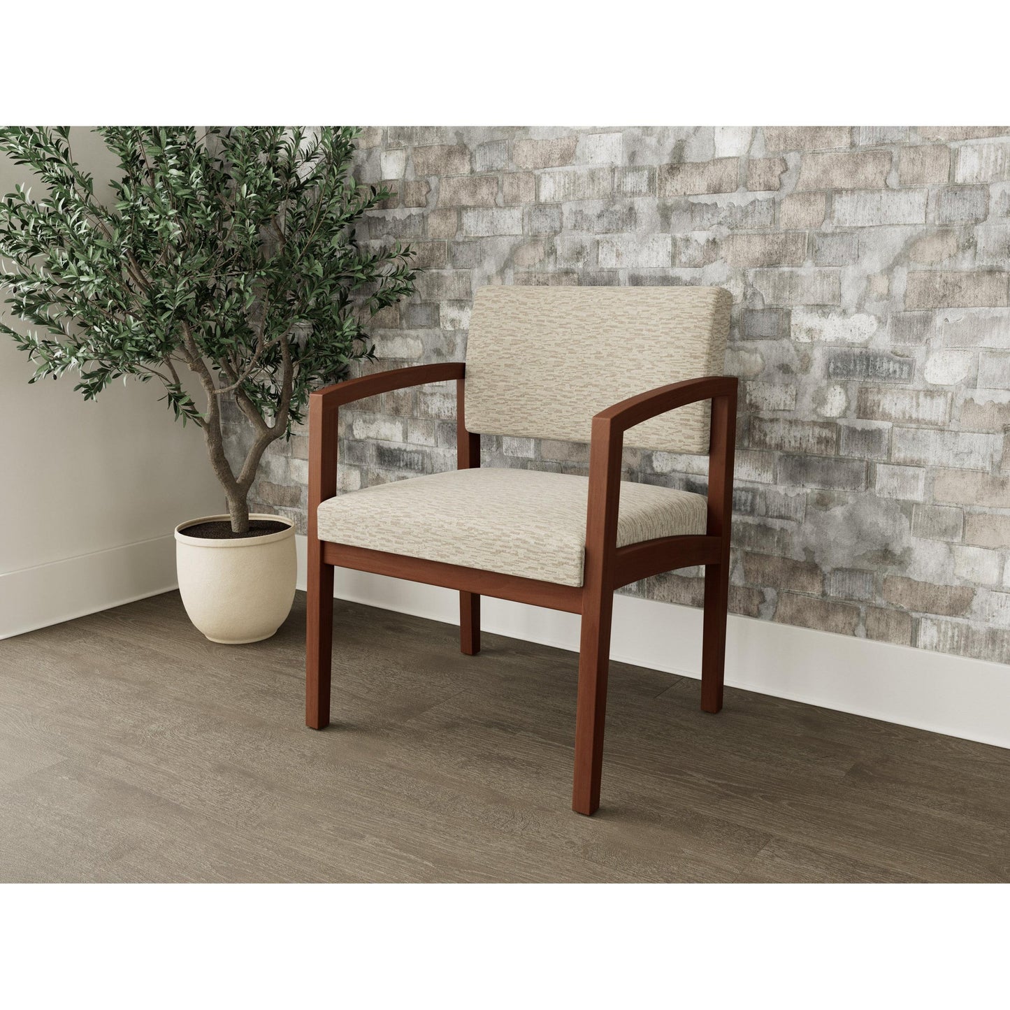 Lenox Wood Waiting Reception Wide Guest Chair Wood Frame