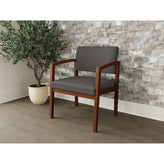 Lenox Wood Waiting Reception Wide Guest Chair Wood Frame