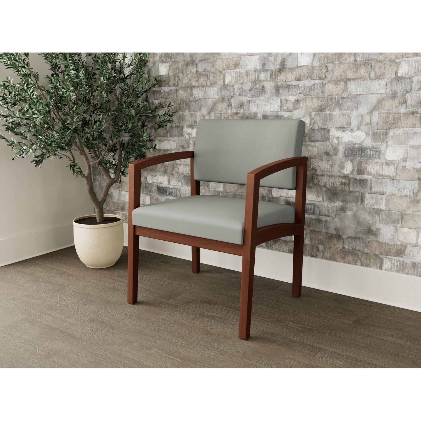 Lenox Wood Waiting Reception Wide Guest Chair Wood Frame