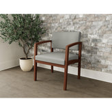 Lenox Wood Waiting Reception Wide Guest Chair Wood Frame