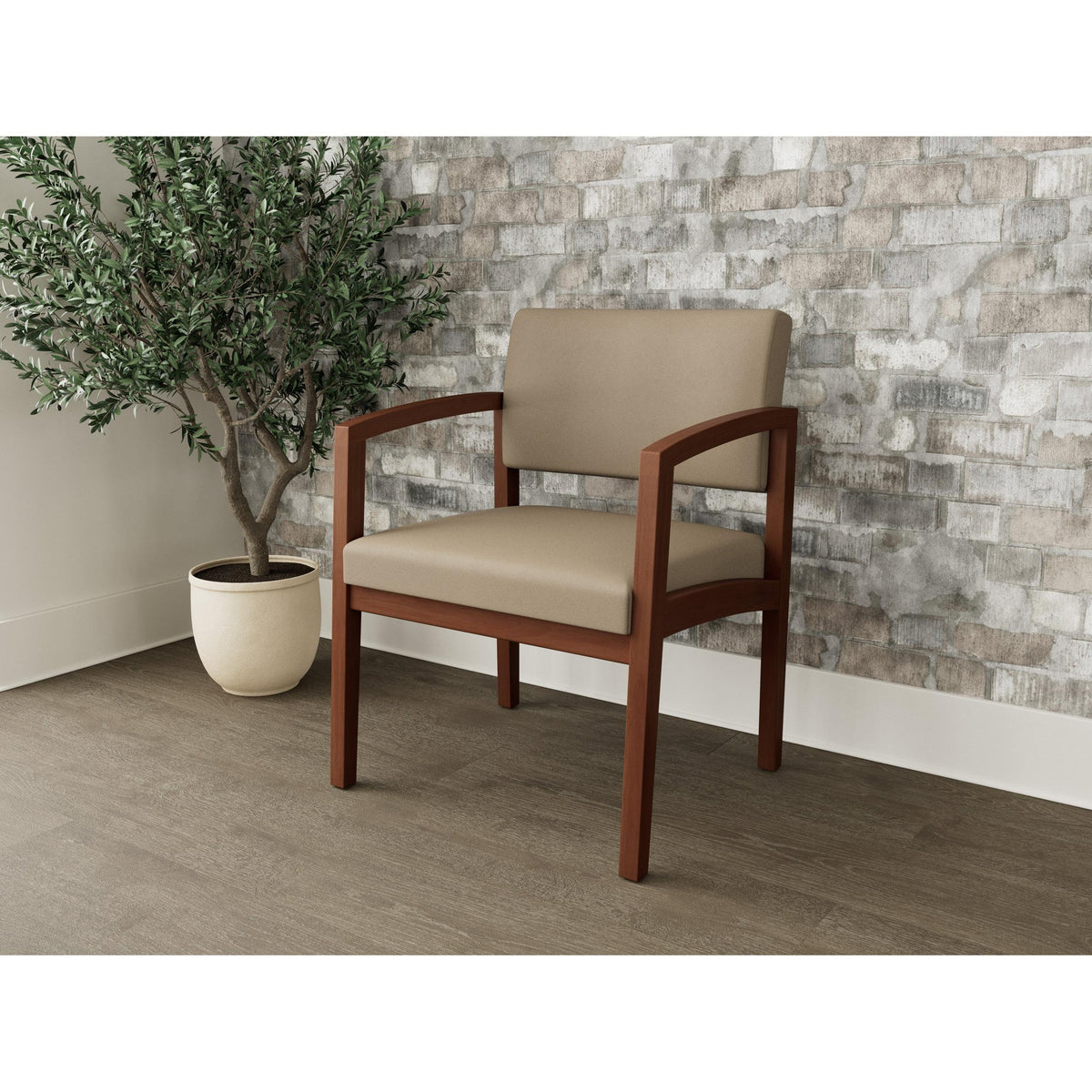Lenox Wood Waiting Reception Wide Guest Chair Wood Frame