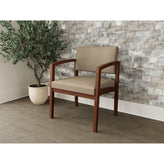 Lenox Wood Waiting Reception Wide Guest Chair Wood Frame