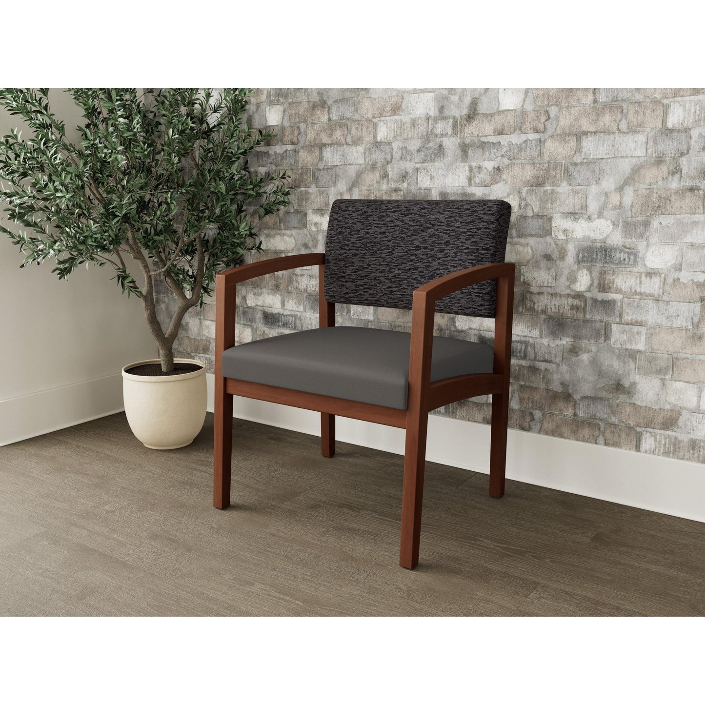 Lenox Wood Waiting Reception Wide Guest Chair Wood Frame