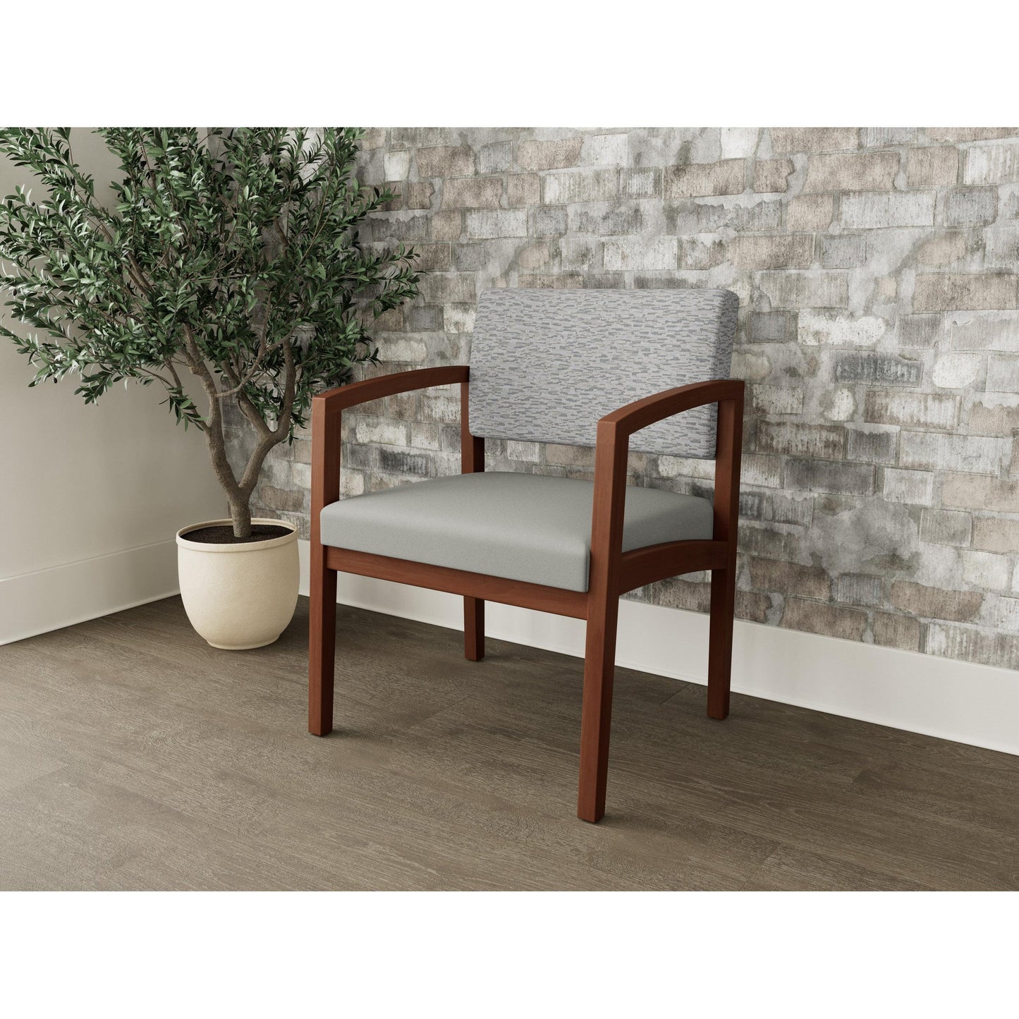 Lenox Wood Waiting Reception Wide Guest Chair Wood Frame