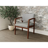 Lenox Wood Waiting Reception Wide Guest Chair Wood Frame
