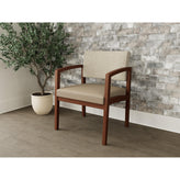 Lenox Wood Waiting Reception Wide Guest Chair Wood Frame