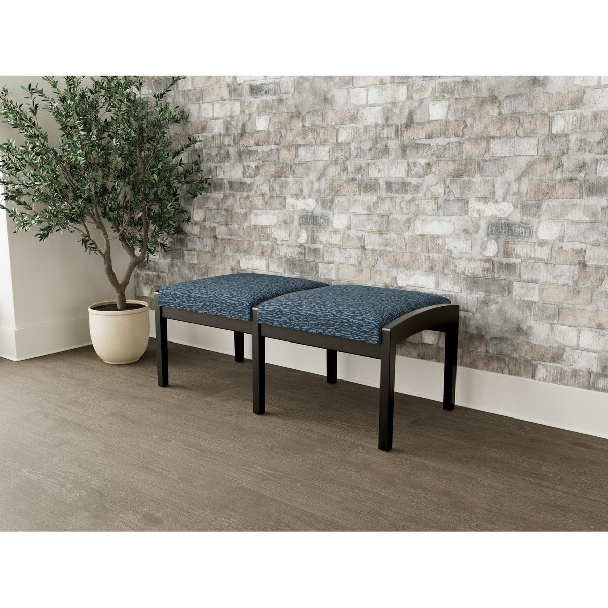 Lenox Wood Waiting Reception 2 Seat Bench Wood Frame