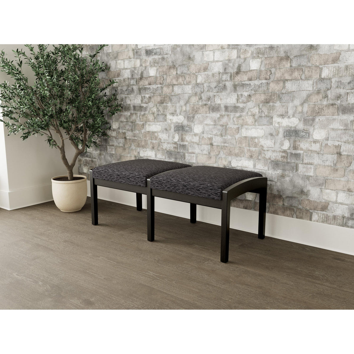 Lenox Wood Waiting Reception 2 Seat Bench Wood Frame