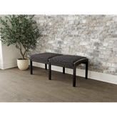 Lenox Wood Waiting Reception 2 Seat Bench Wood Frame
