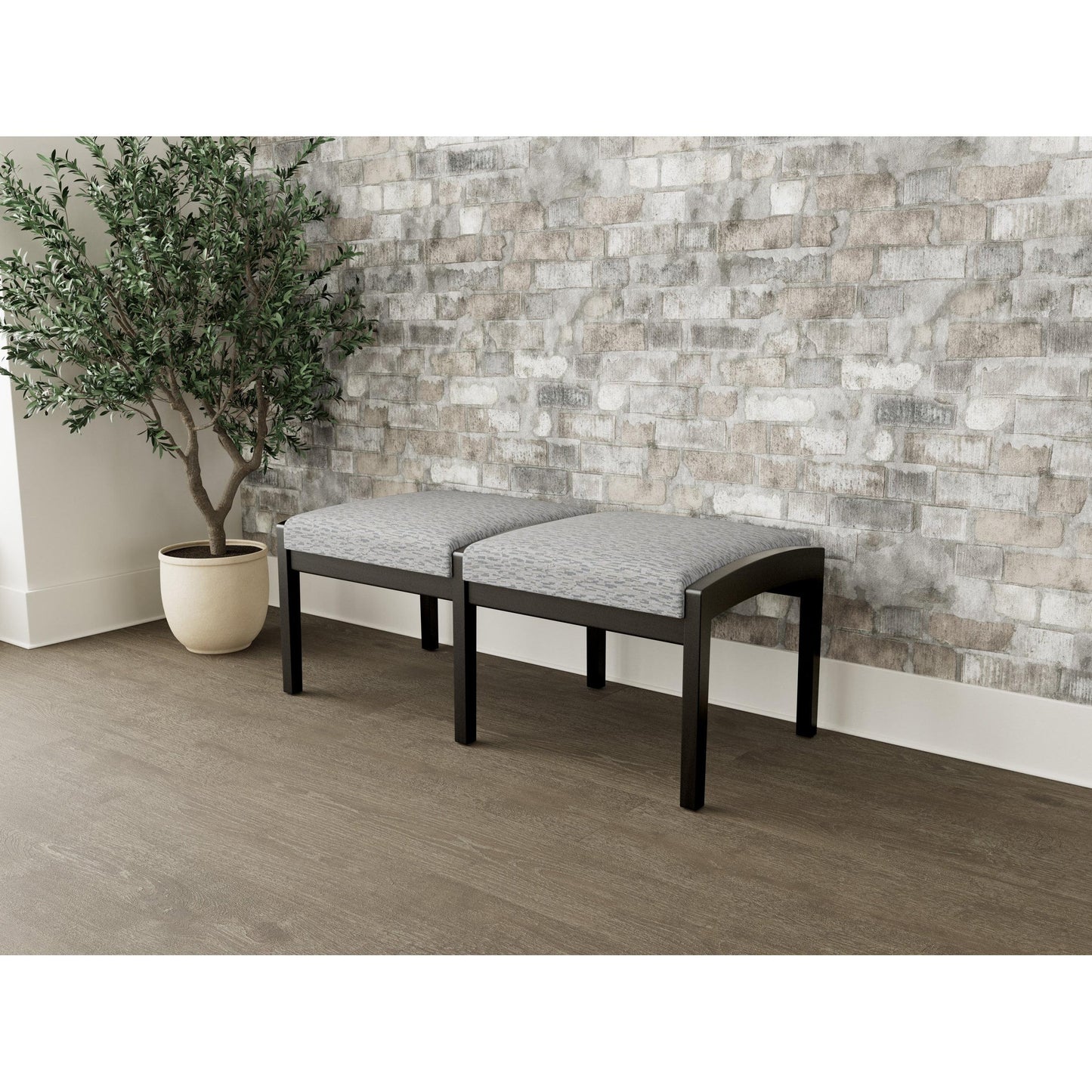 Lenox Wood Waiting Reception 2 Seat Bench Wood Frame
