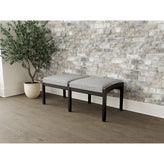 Lenox Wood Waiting Reception 2 Seat Bench Wood Frame