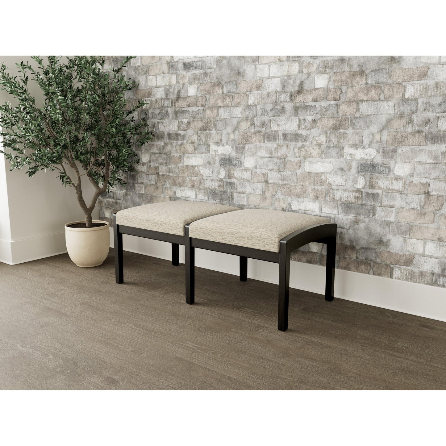 Lenox Wood Waiting Reception 2 Seat Bench Wood Frame