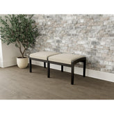 Lenox Wood Waiting Reception 2 Seat Bench Wood Frame