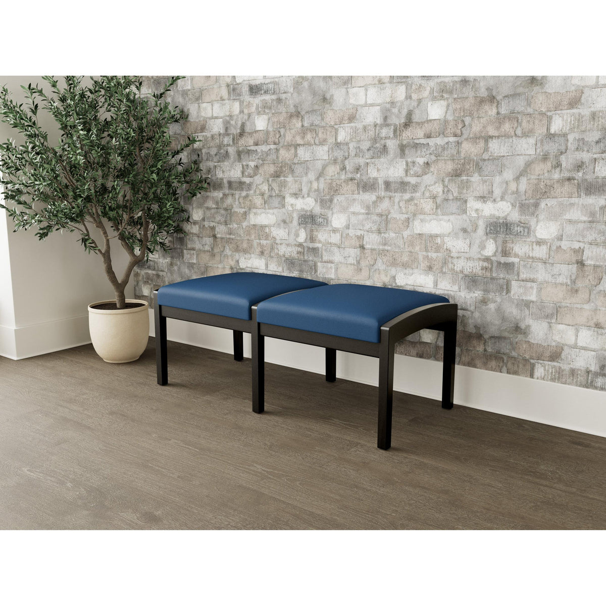 Lenox Wood Waiting Reception 2 Seat Bench Wood Frame