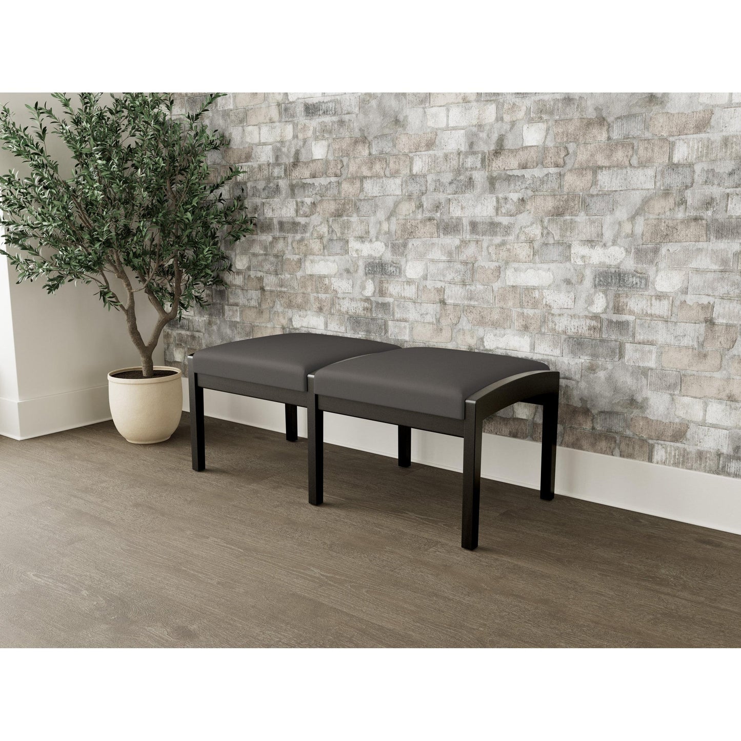 Lenox Wood Waiting Reception 2 Seat Bench Wood Frame