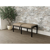 Lenox Wood Waiting Reception 2 Seat Bench Wood Frame
