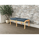 Lenox Wood Waiting Reception 2 Seat Bench Wood Frame