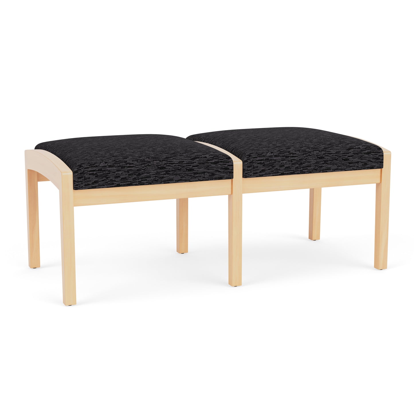 Lenox Wood Waiting Reception 2 Seat Bench Wood Frame