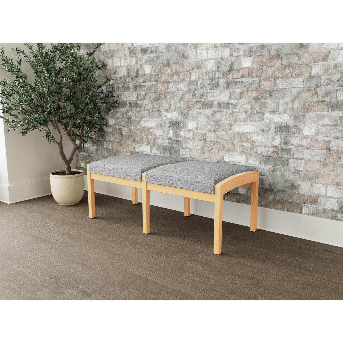 Lenox Wood Waiting Reception 2 Seat Bench Wood Frame