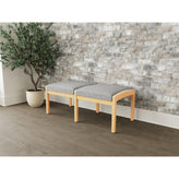 Lenox Wood Waiting Reception 2 Seat Bench Wood Frame