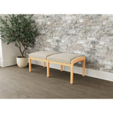 Lenox Wood Waiting Reception 2 Seat Bench Wood Frame