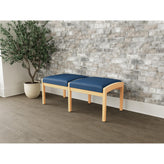 Lenox Wood Waiting Reception 2 Seat Bench Wood Frame