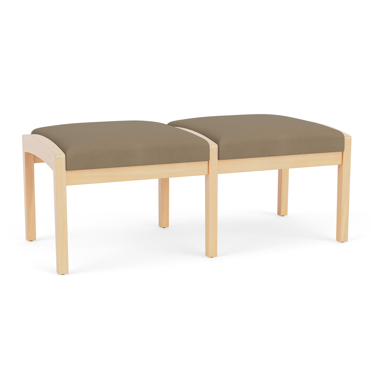 Lenox Wood Waiting Reception 2 Seat Bench Wood Frame