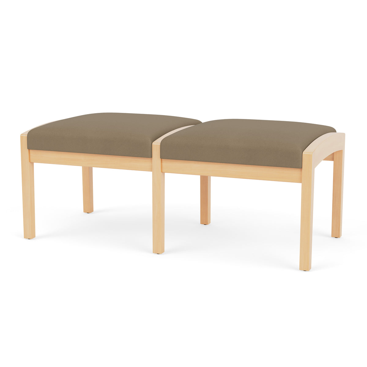 Lenox Wood Waiting Reception 2 Seat Bench Wood Frame
