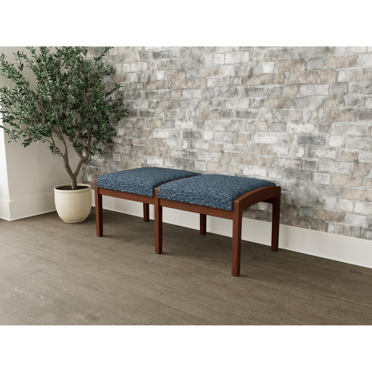Lenox Wood Waiting Reception 2 Seat Bench Wood Frame