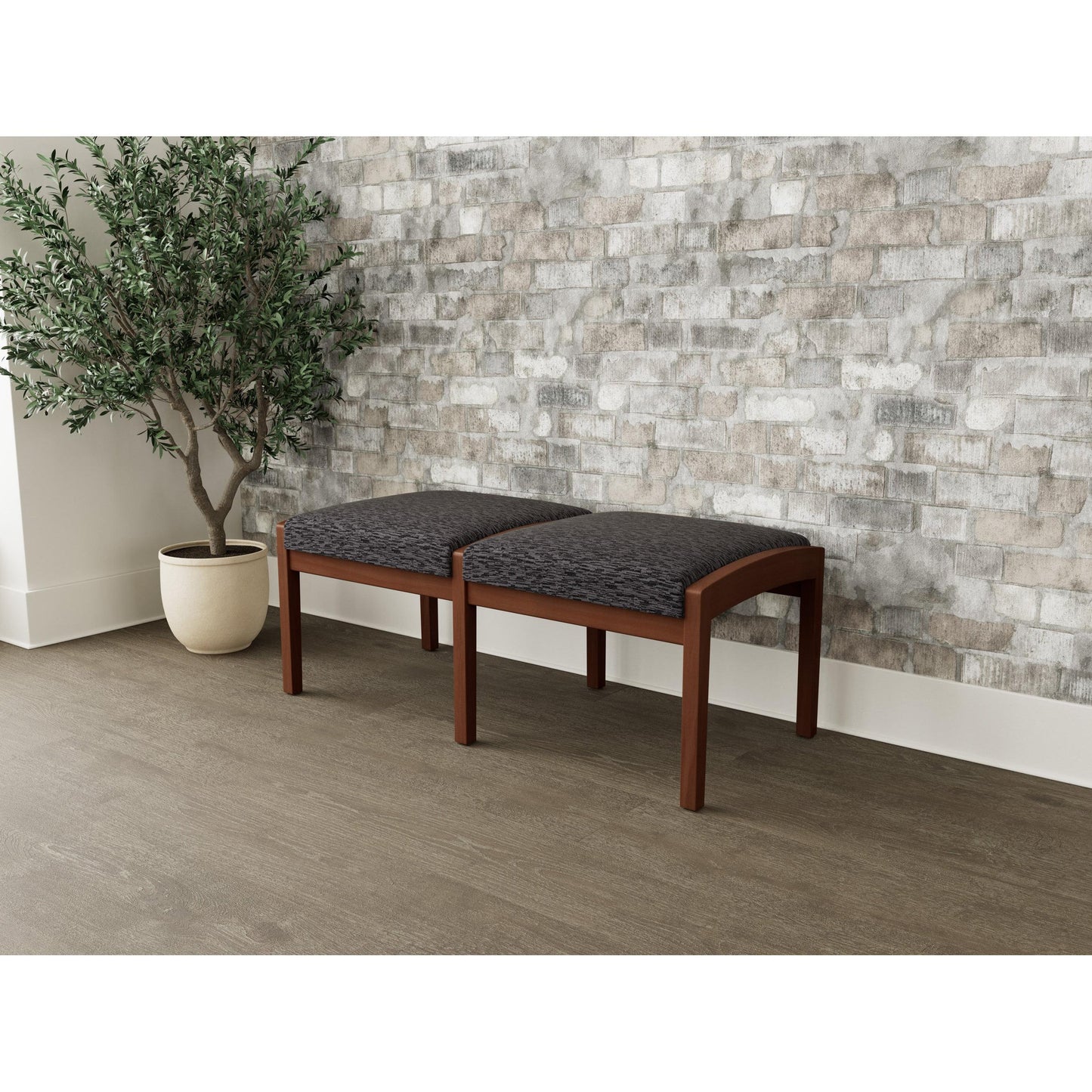 Lenox Wood Waiting Reception 2 Seat Bench Wood Frame