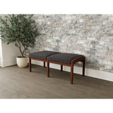 Lenox Wood Waiting Reception 2 Seat Bench Wood Frame