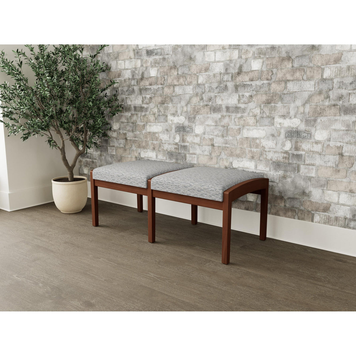 Lenox Wood Waiting Reception 2 Seat Bench Wood Frame
