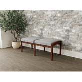 Lenox Wood Waiting Reception 2 Seat Bench Wood Frame