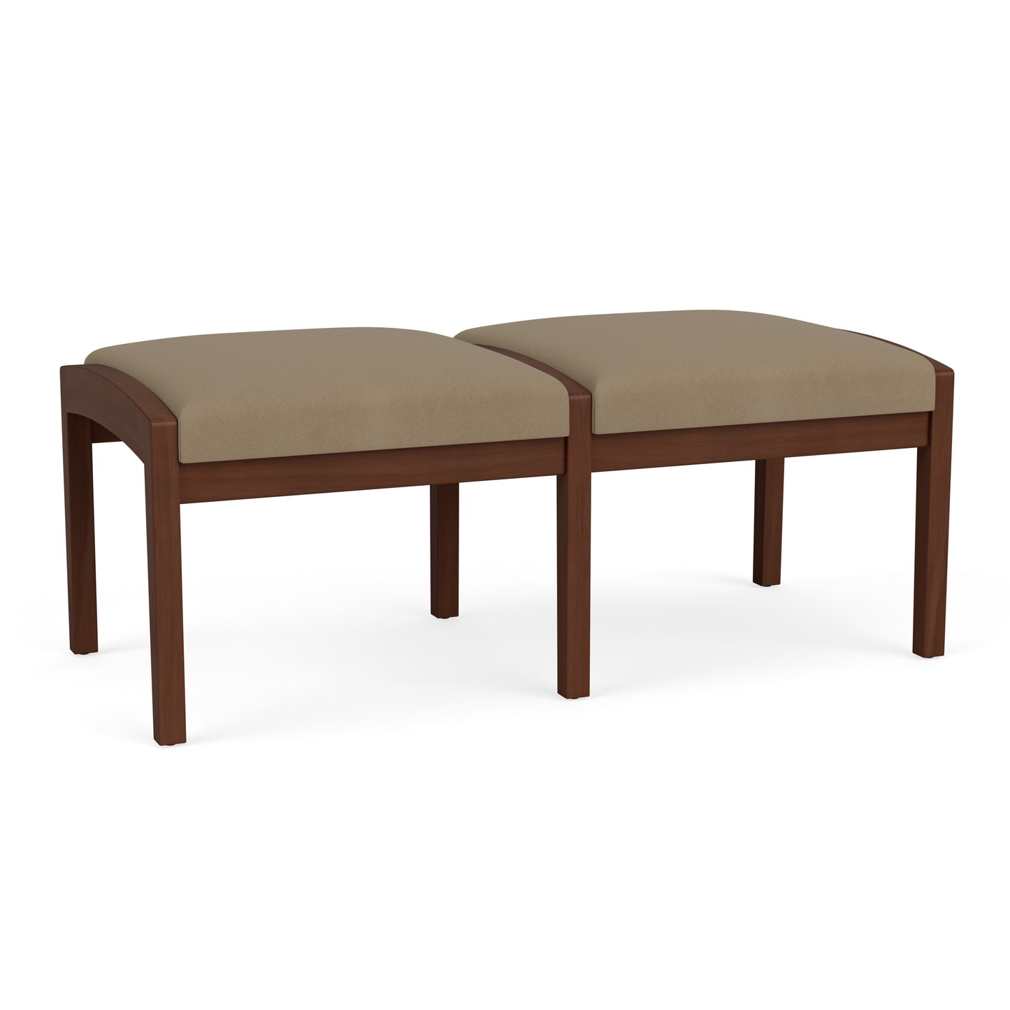 Lenox Wood Waiting Reception 2 Seat Bench Wood Frame