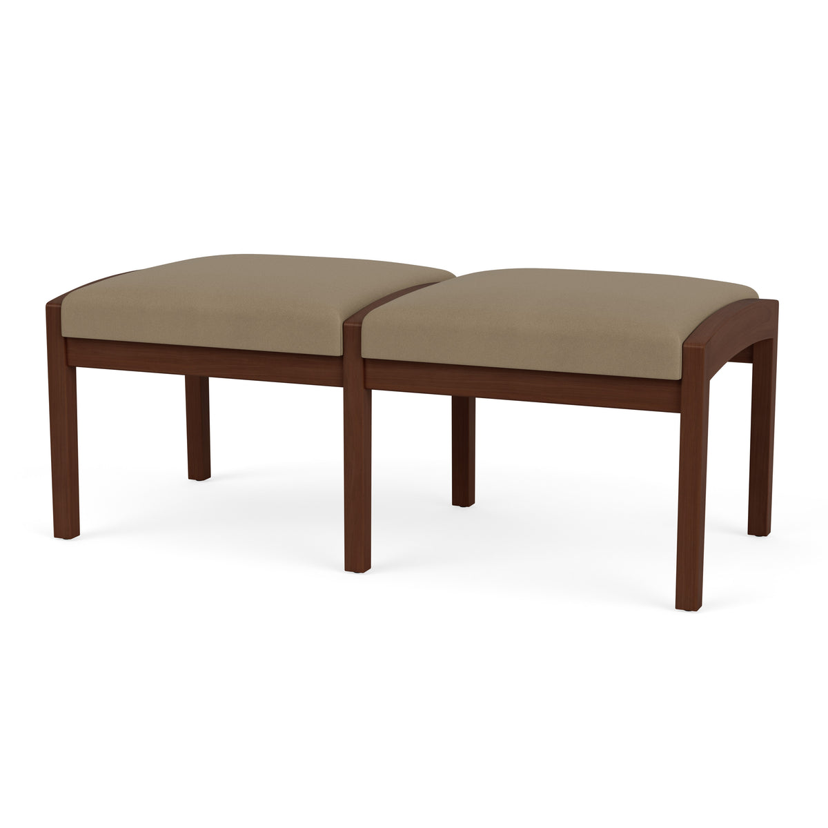 Lenox Wood Waiting Reception 2 Seat Bench Wood Frame