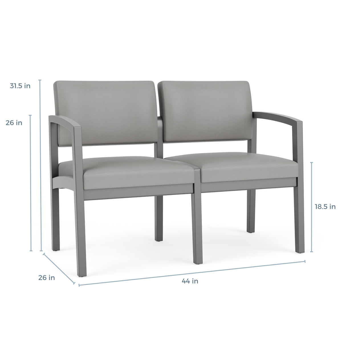 Lenox Wood Waiting Reception 2 Seat Tandem Seating Wood Frame No Center Arm